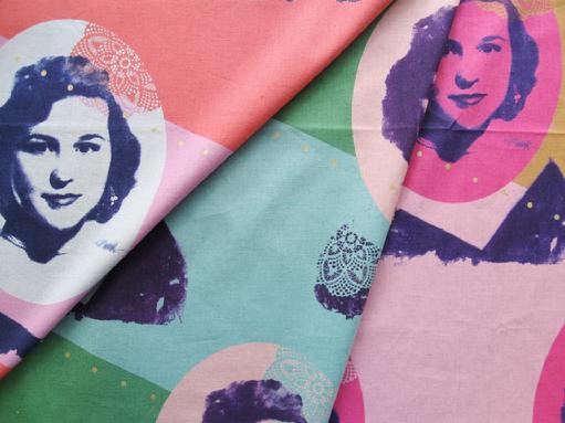 MELODY MILLER'S GRANDMOTHER MAKES A GRAND APPEARANCE ON A BEAUTIFUL, 60-INCH, LIGHTWEIGHT COTTON-LINEN BLEND.  MELODY MILLER'S 2013 COLLECTION FOR KOKKA.